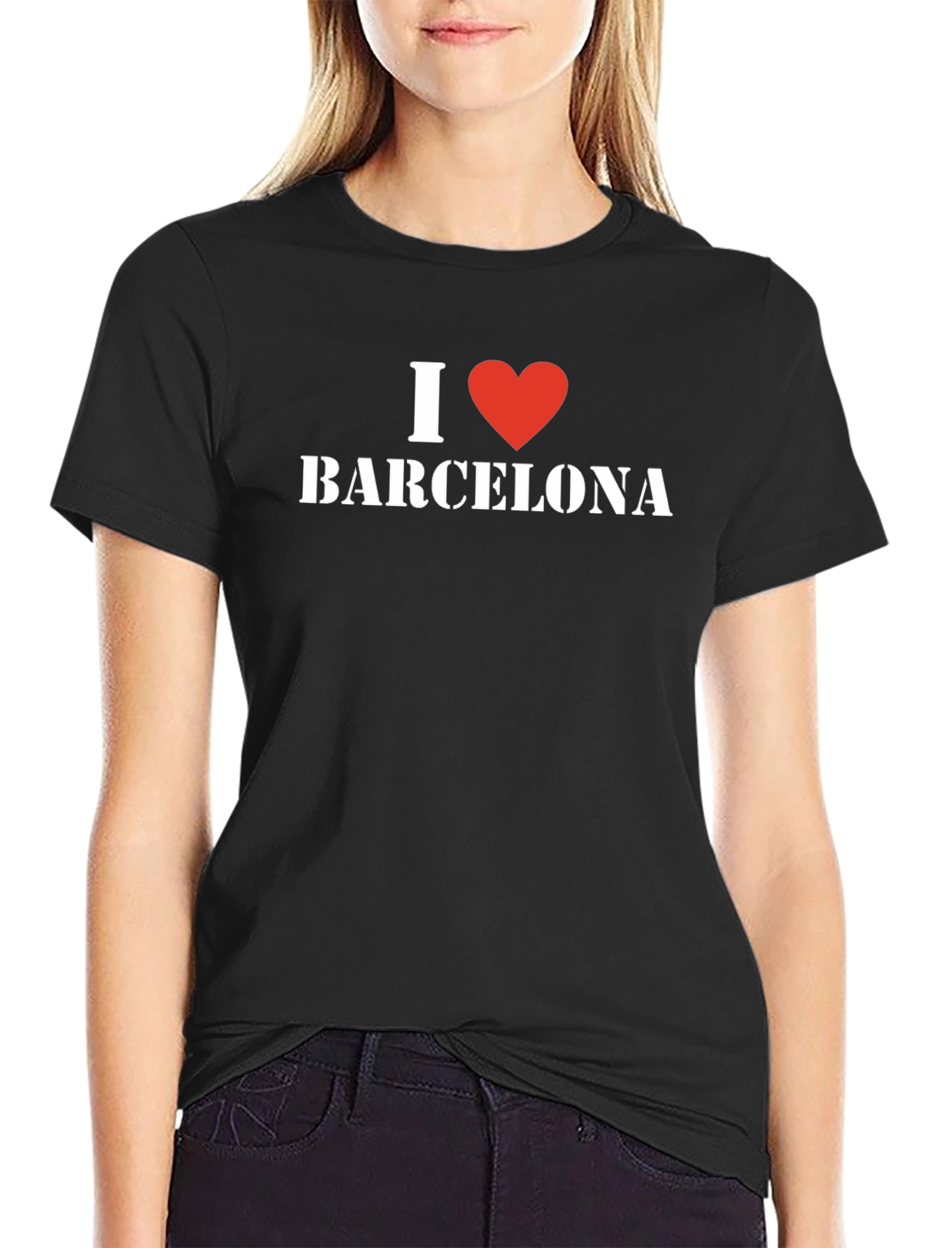 I Love Barcelona T-Shirt - Stylish Black Cotton Tee