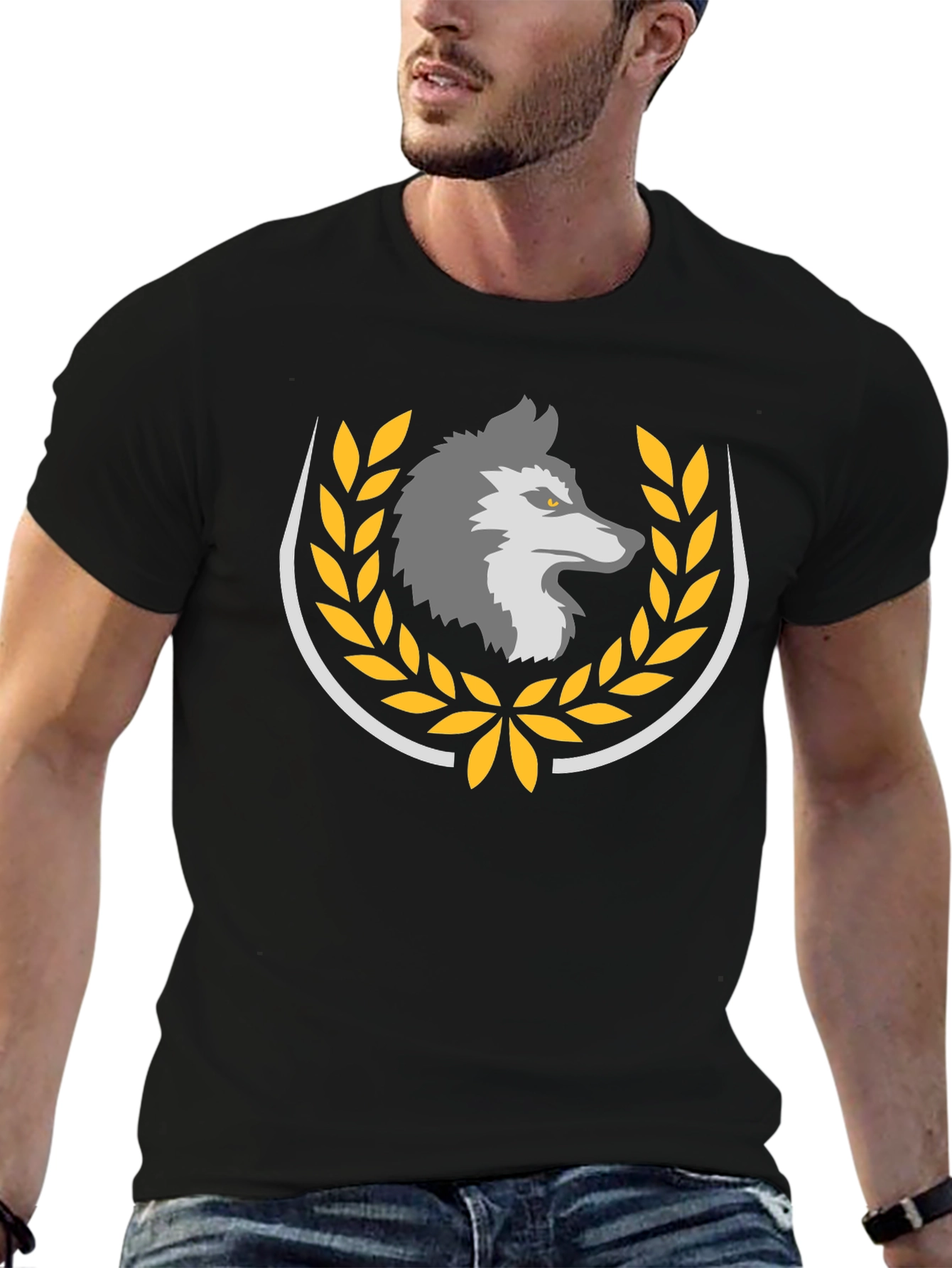 Wolf Crest Graphic Tee - Premium Black T-Shirt