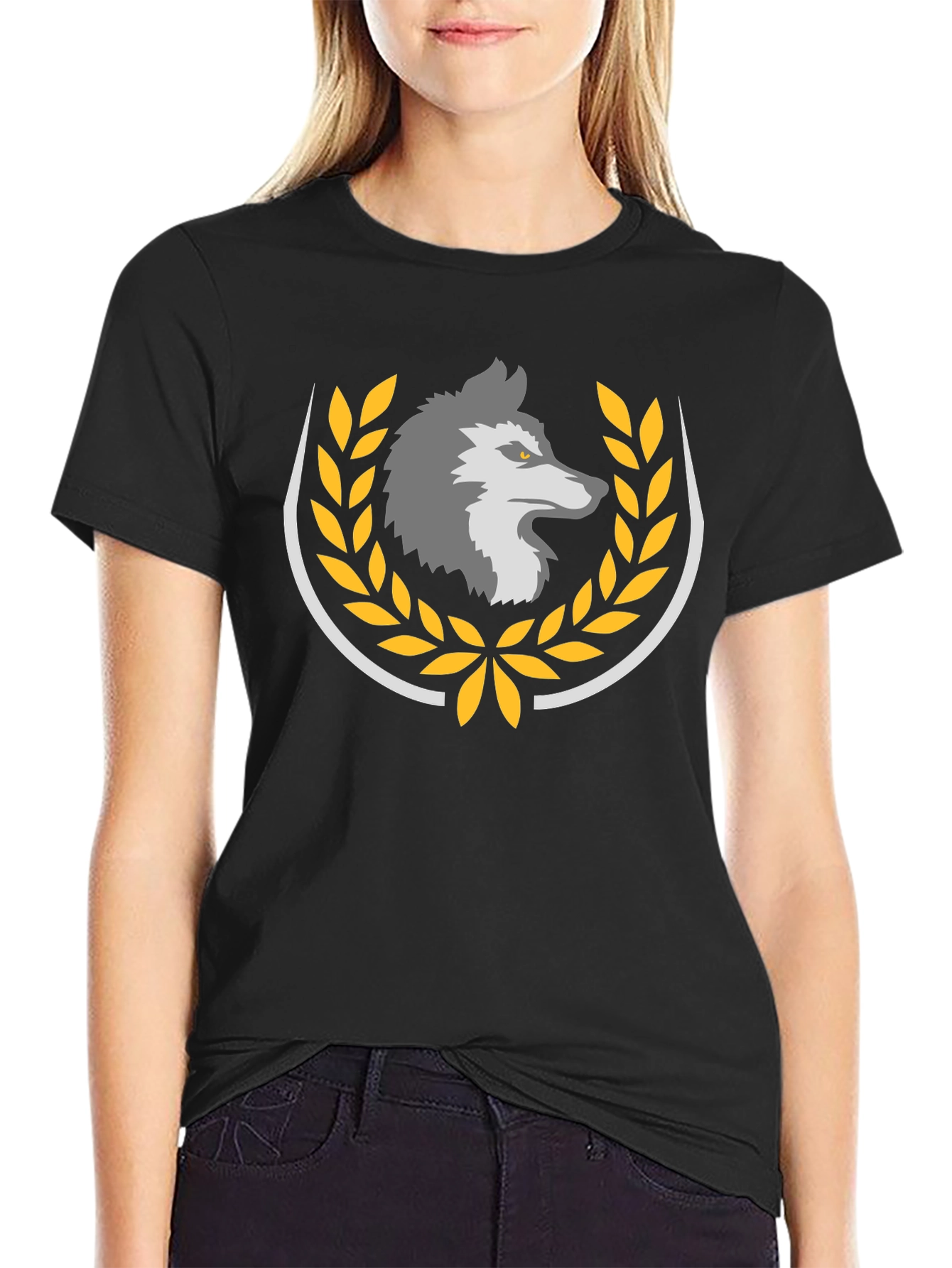 Wolf Crest Graphic Tee - Premium Black T-Shirt