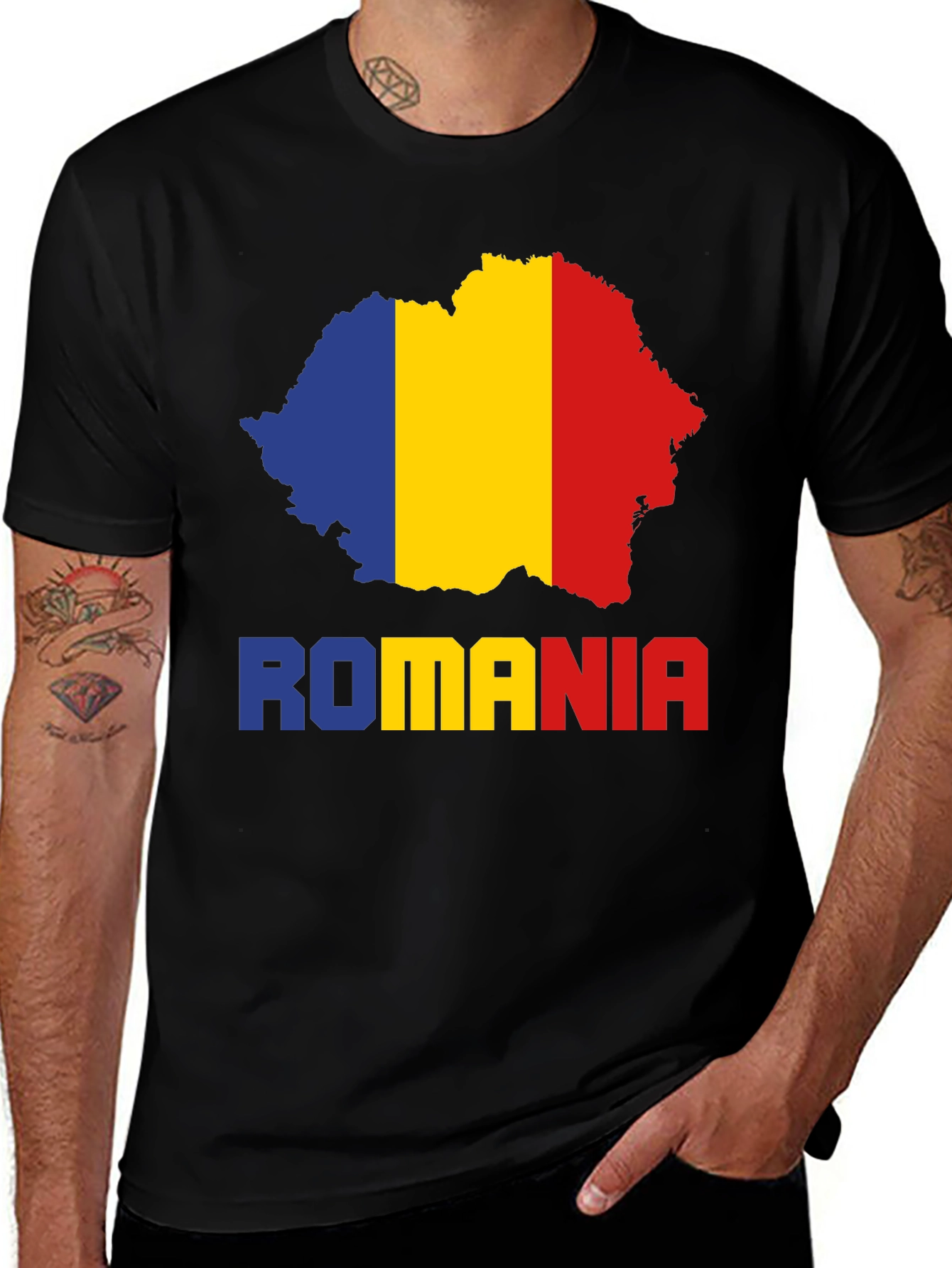 Romania Flag Map T-Shirt - Country Pride Tee