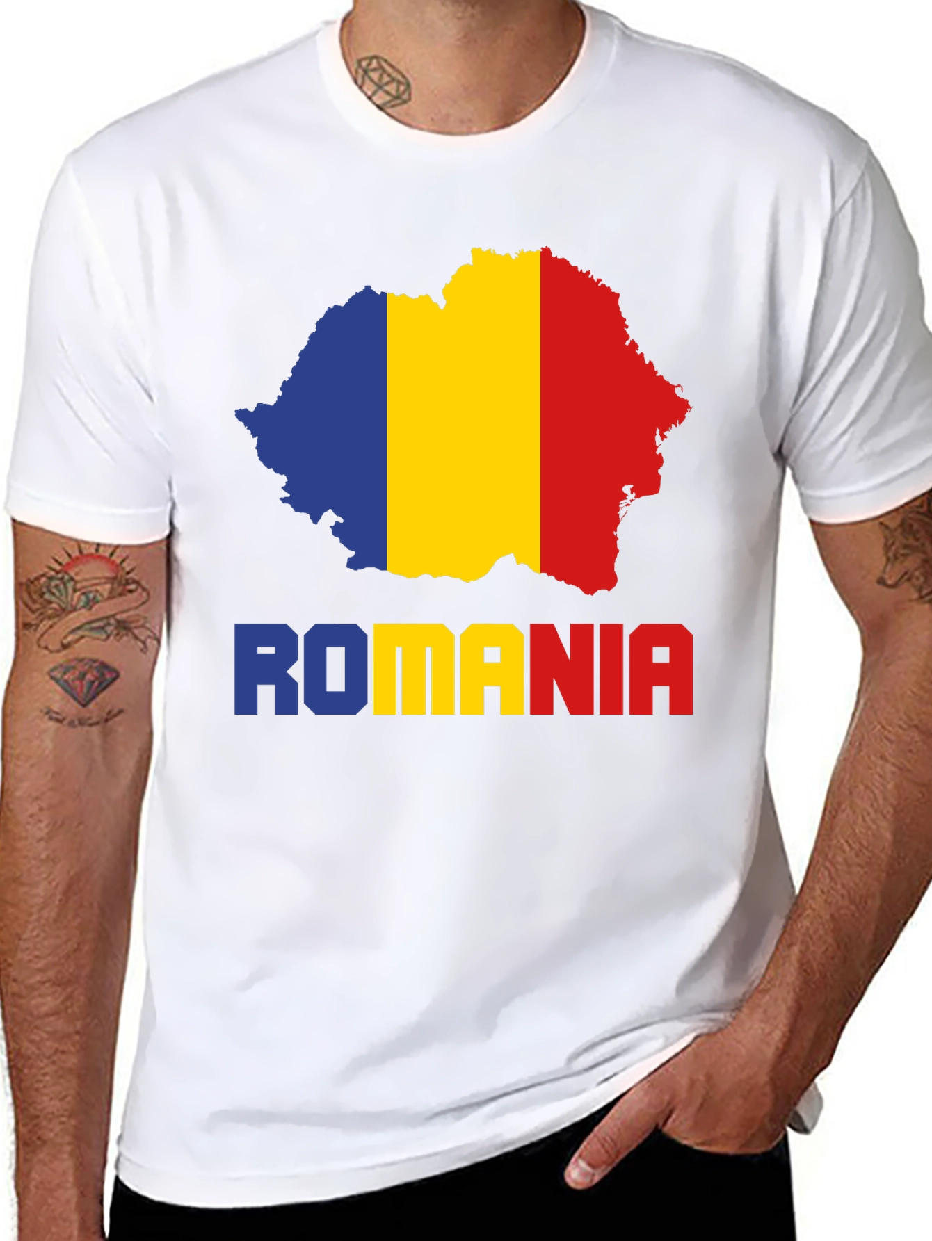 Romania Flag Map T-Shirt - Country Pride Tee