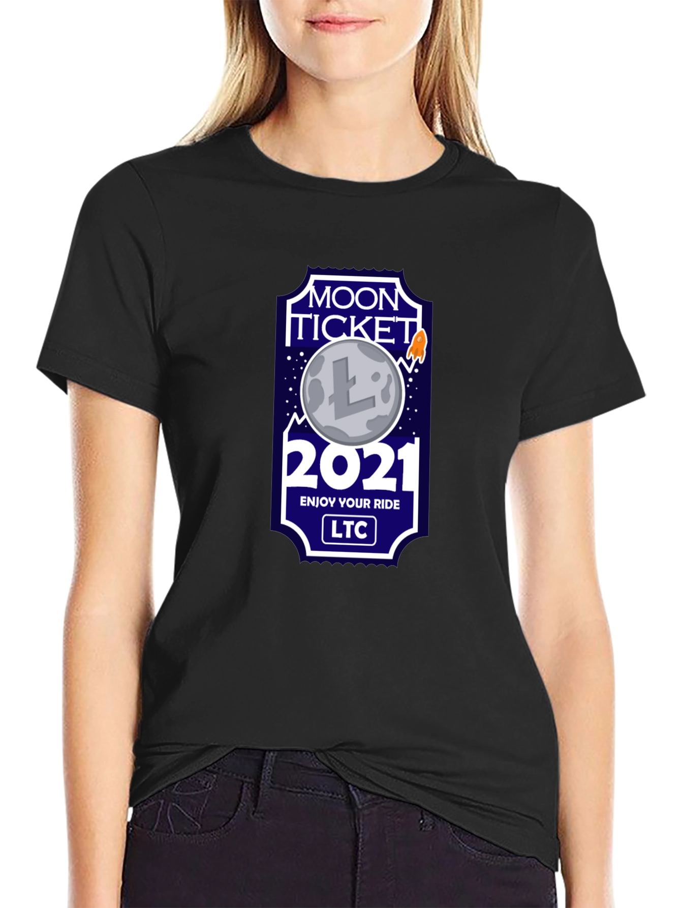 Litecoin LTC Moon Ticket 2021 T-Shirt