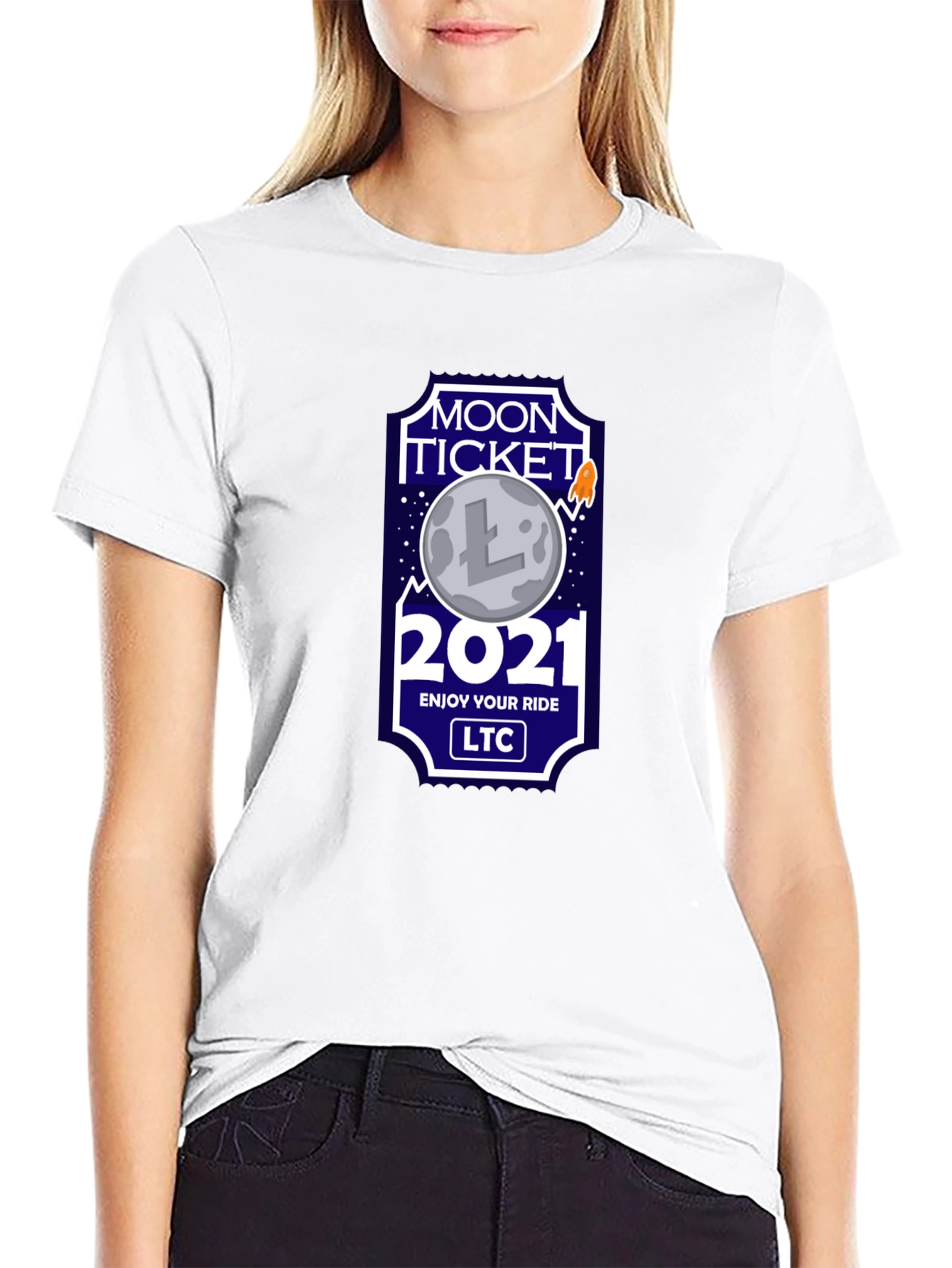 Litecoin LTC Moon Ticket 2021 T-Shirt