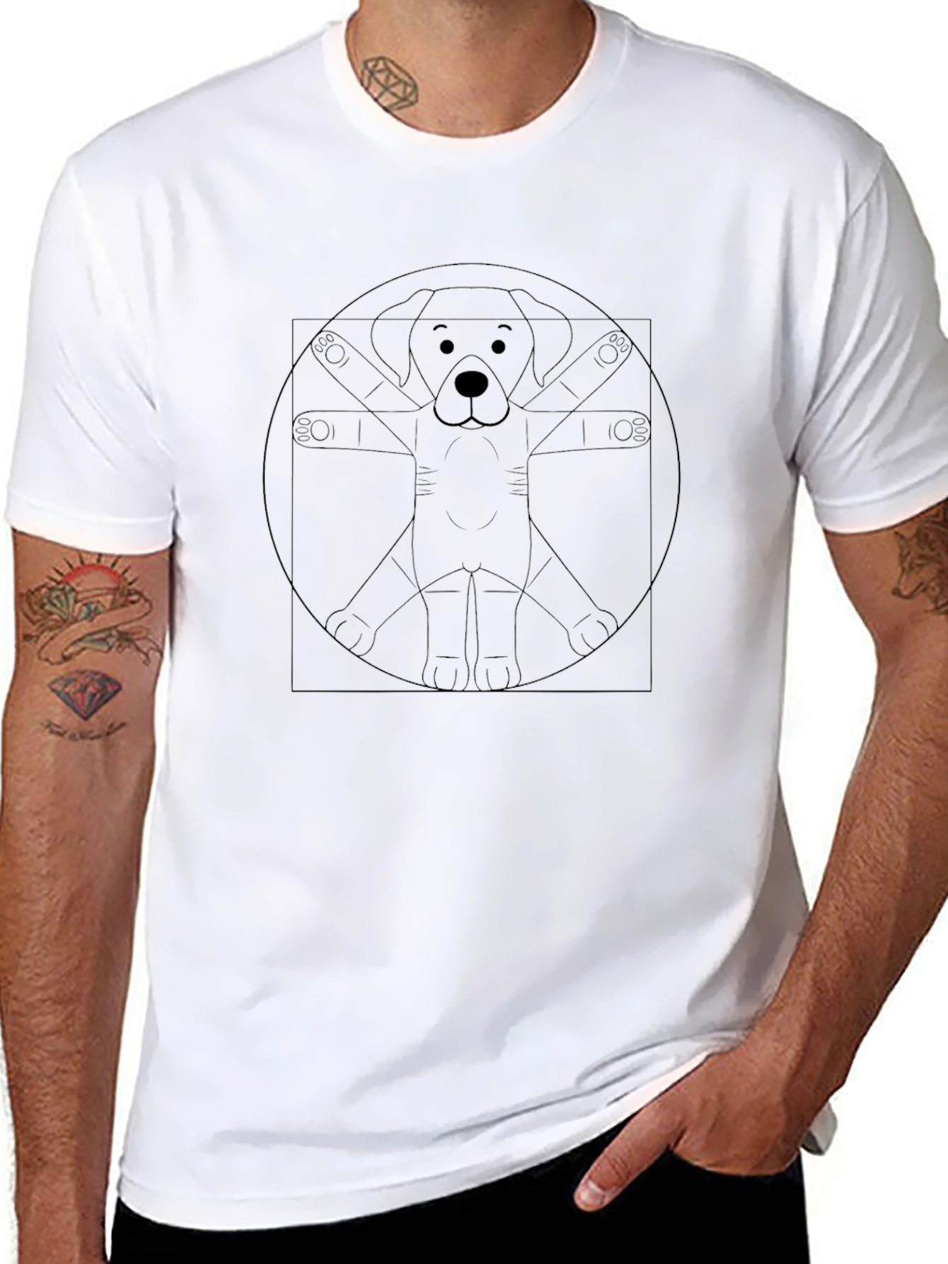 Vitruvian Dog T-Shirt - Artistic Canine Design