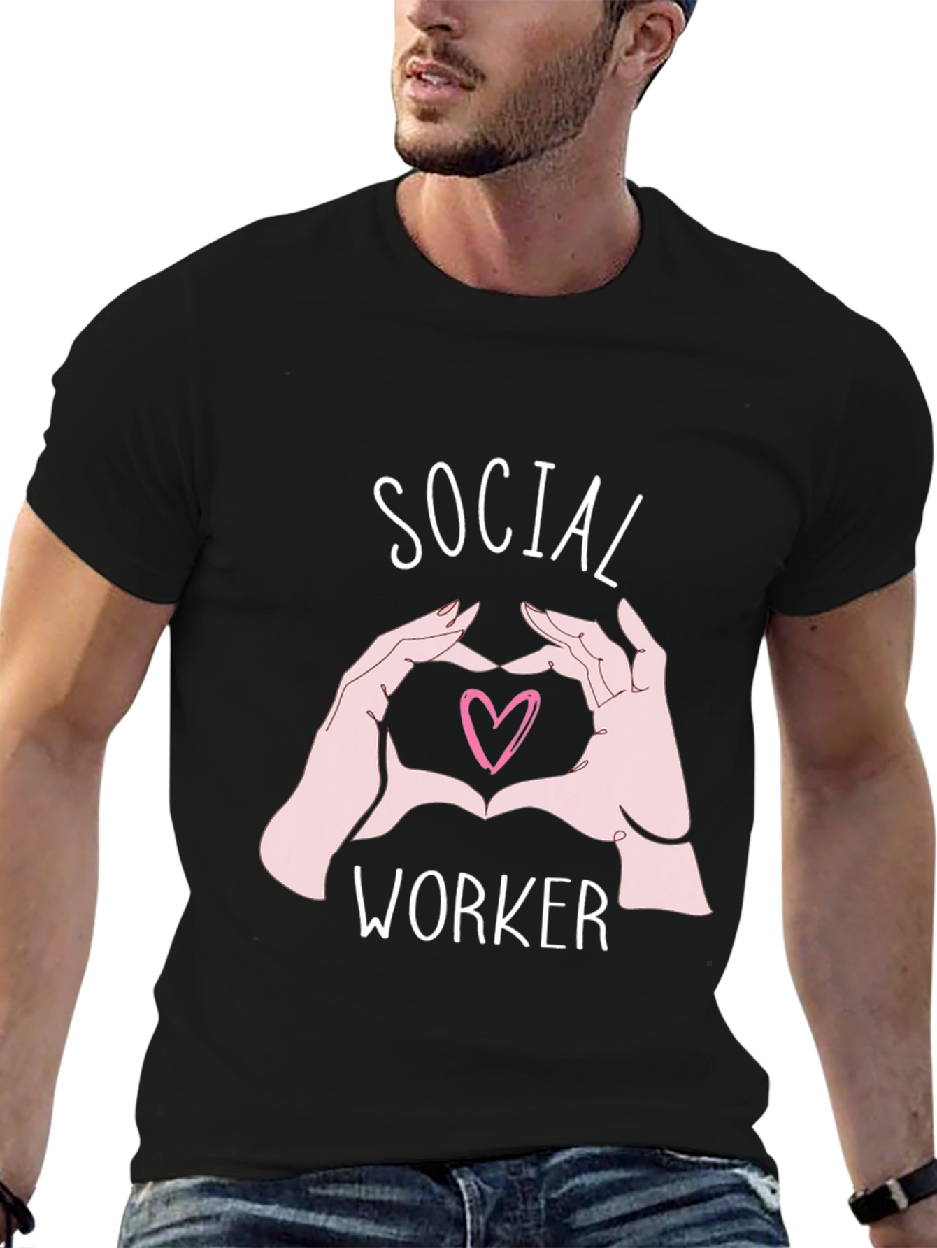Social Worker Heart Hands Graphic Tee
