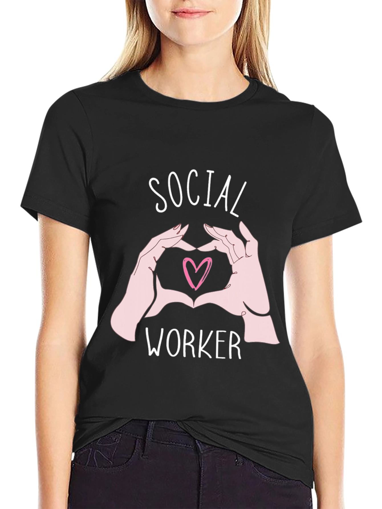 Social Worker Heart Hands Graphic Tee