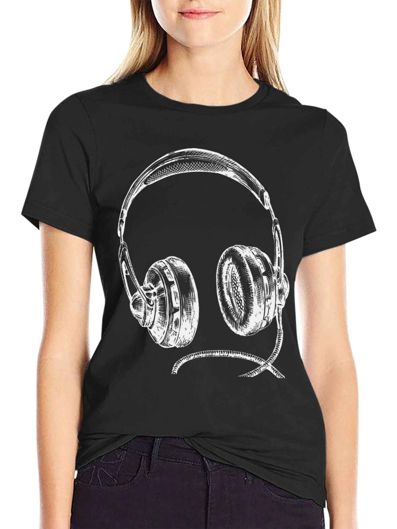 Headphone Graphic Tee - Black