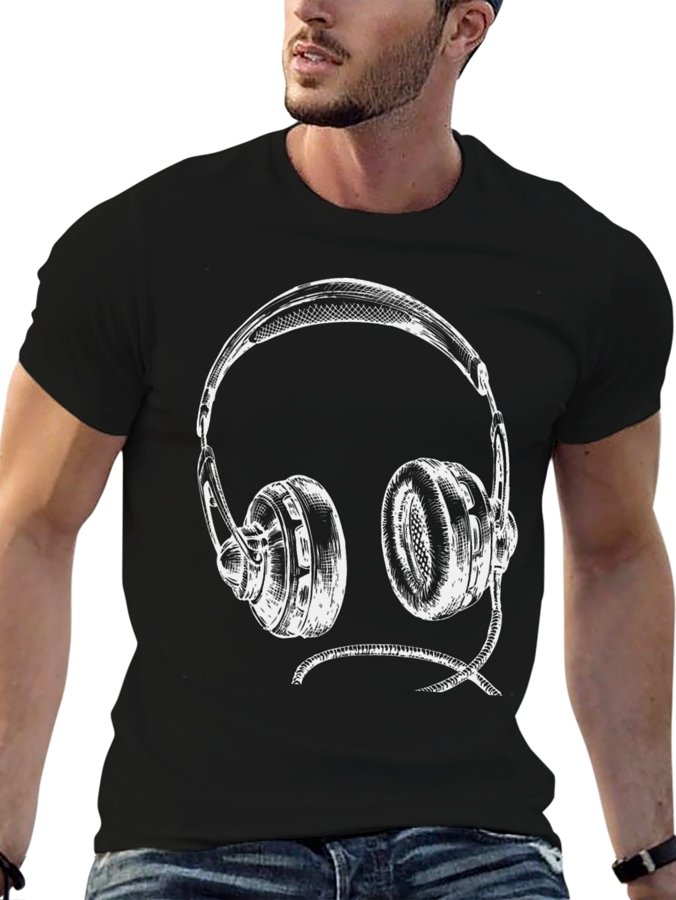 Headphone Graphic Tee - Black