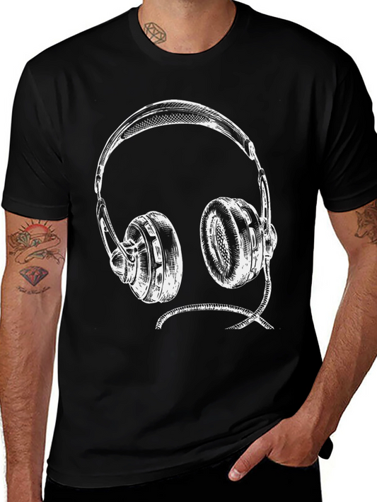 Headphone Graphic Tee - Black
