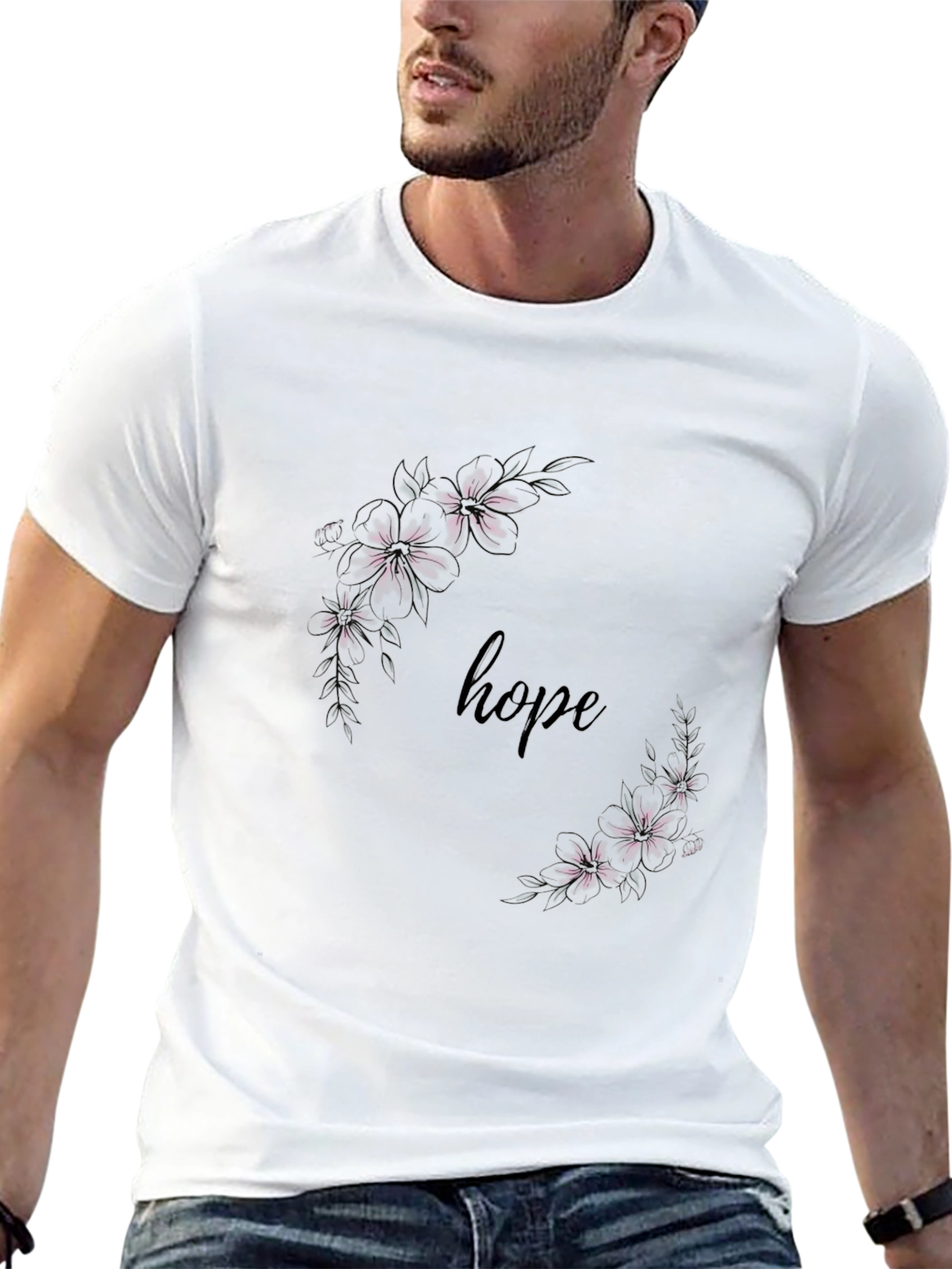 Hope Floral Graphic Tee - Stylish Black T-Shirt