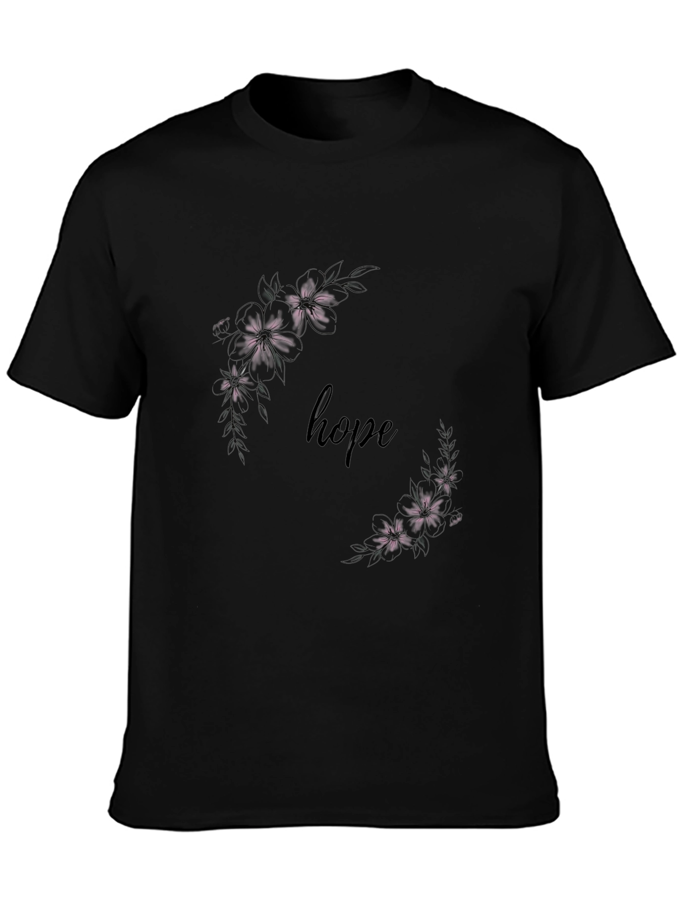 Hope Floral Graphic Tee - Stylish Black T-Shirt