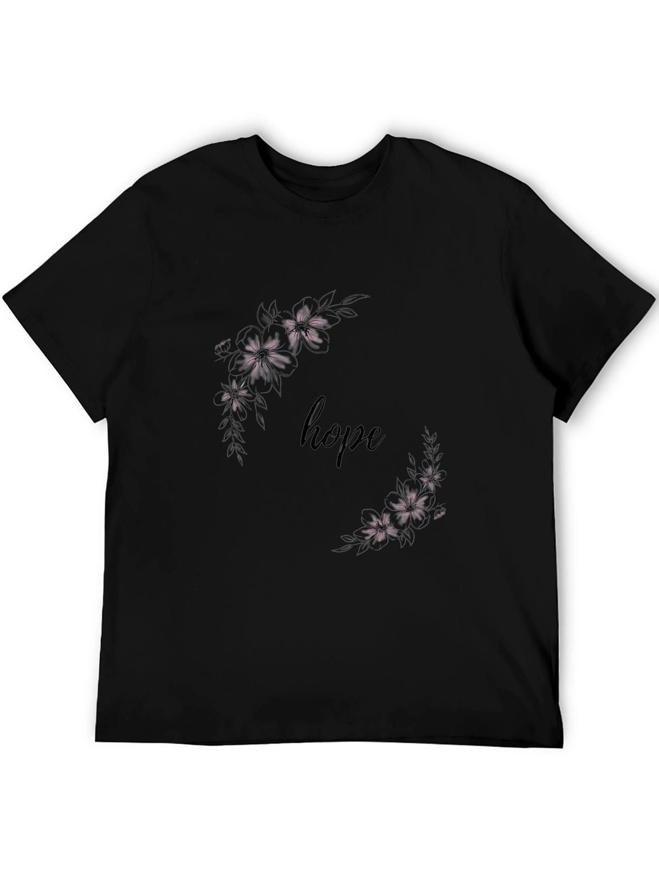 Hope Floral Graphic Tee - Stylish Black T-Shirt