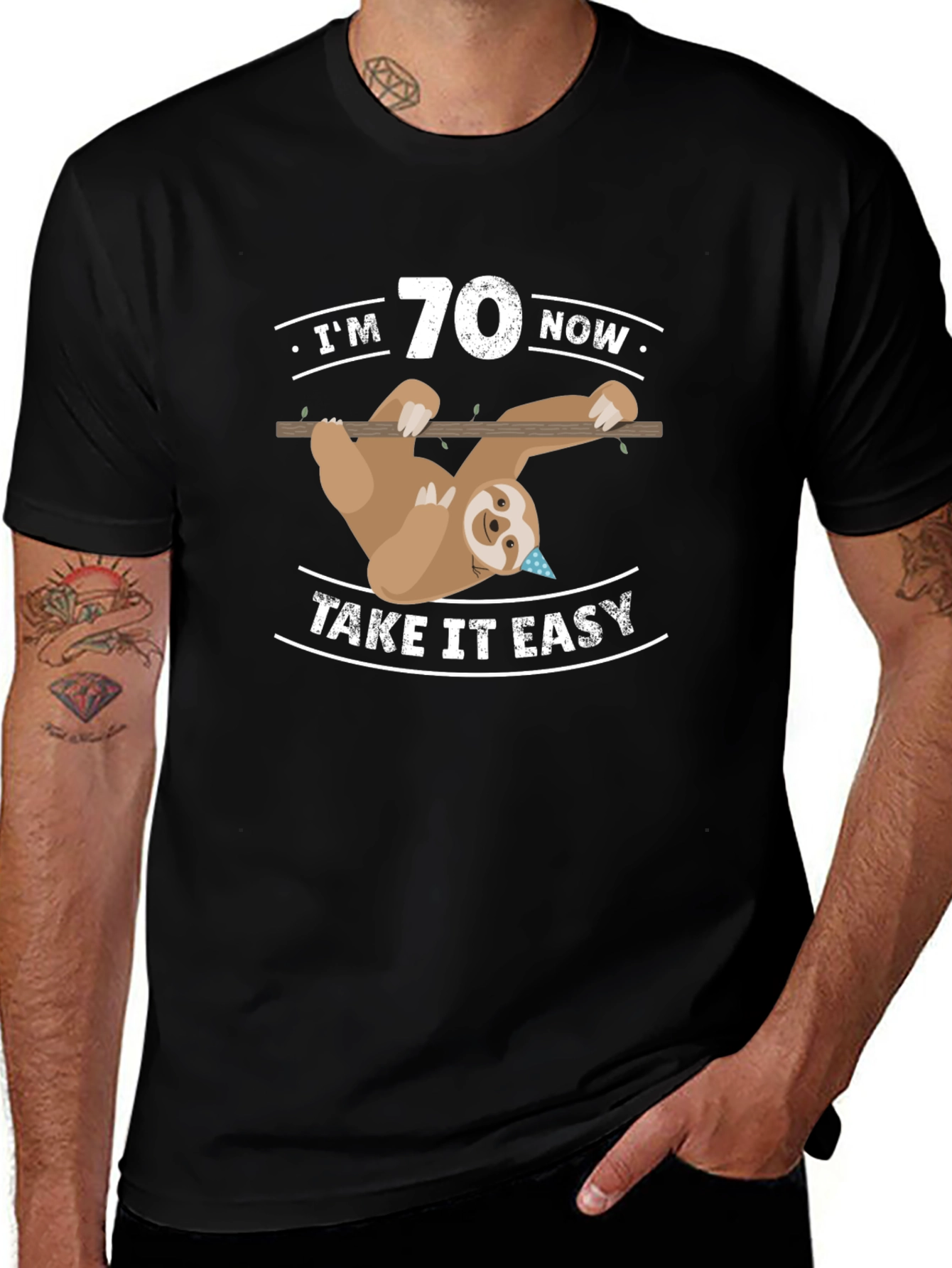 Im 70 Now Take It Easy Sloth Graphic Tee