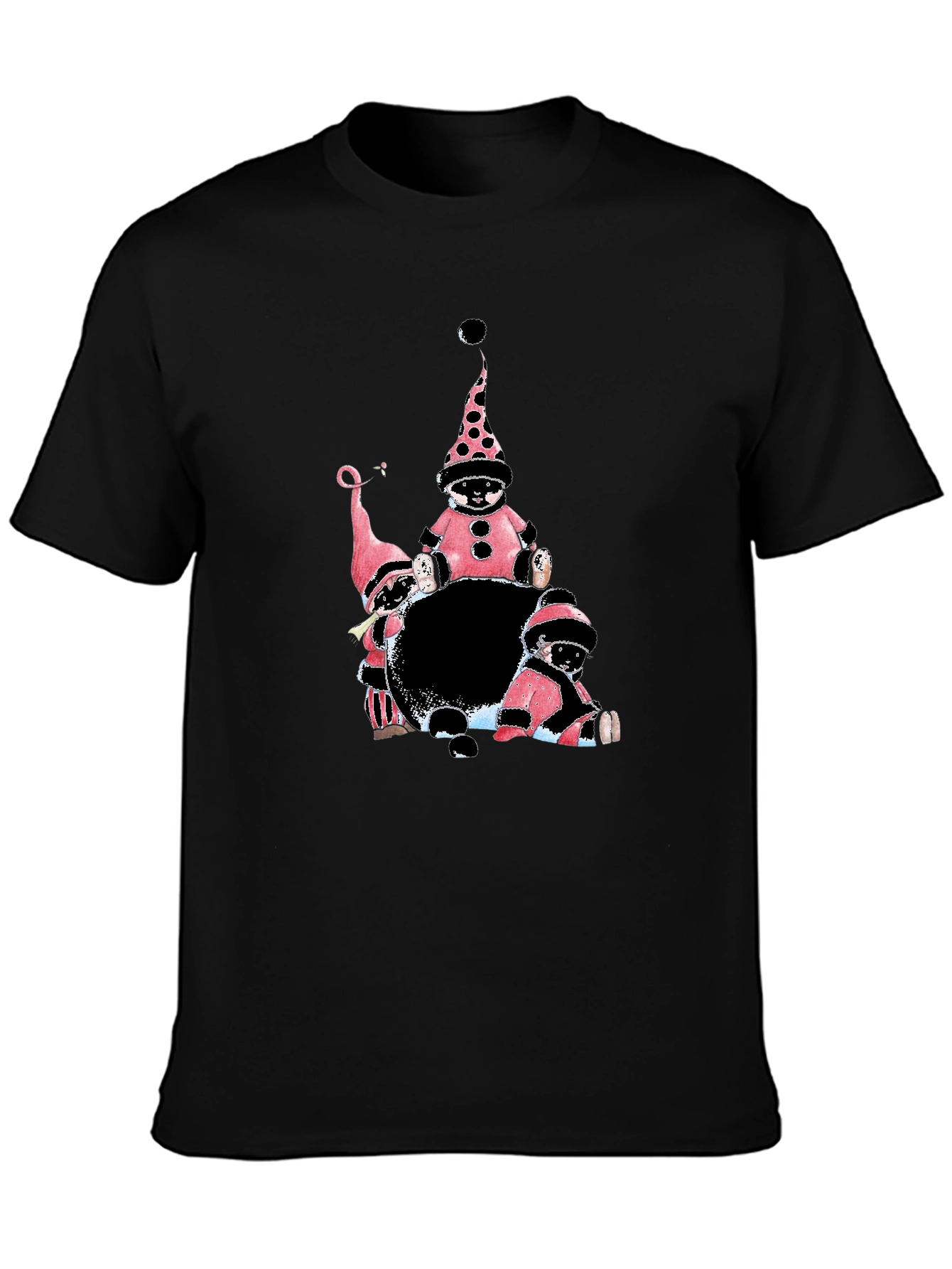 Whimsical Gnomes Black Graphic Tee