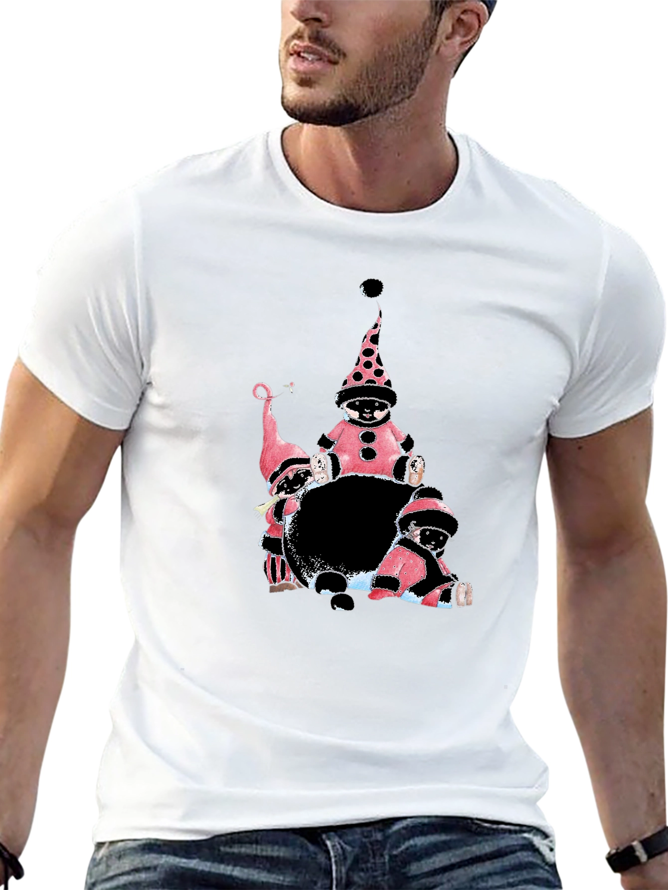 Whimsical Gnomes Black Graphic Tee