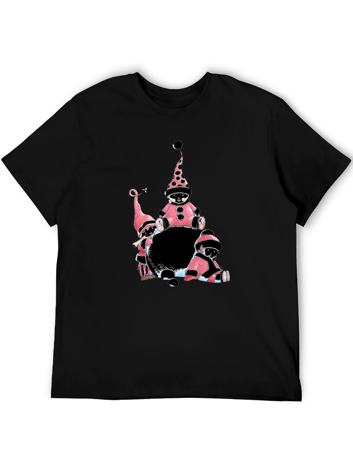 Whimsical Gnomes Black Graphic Tee