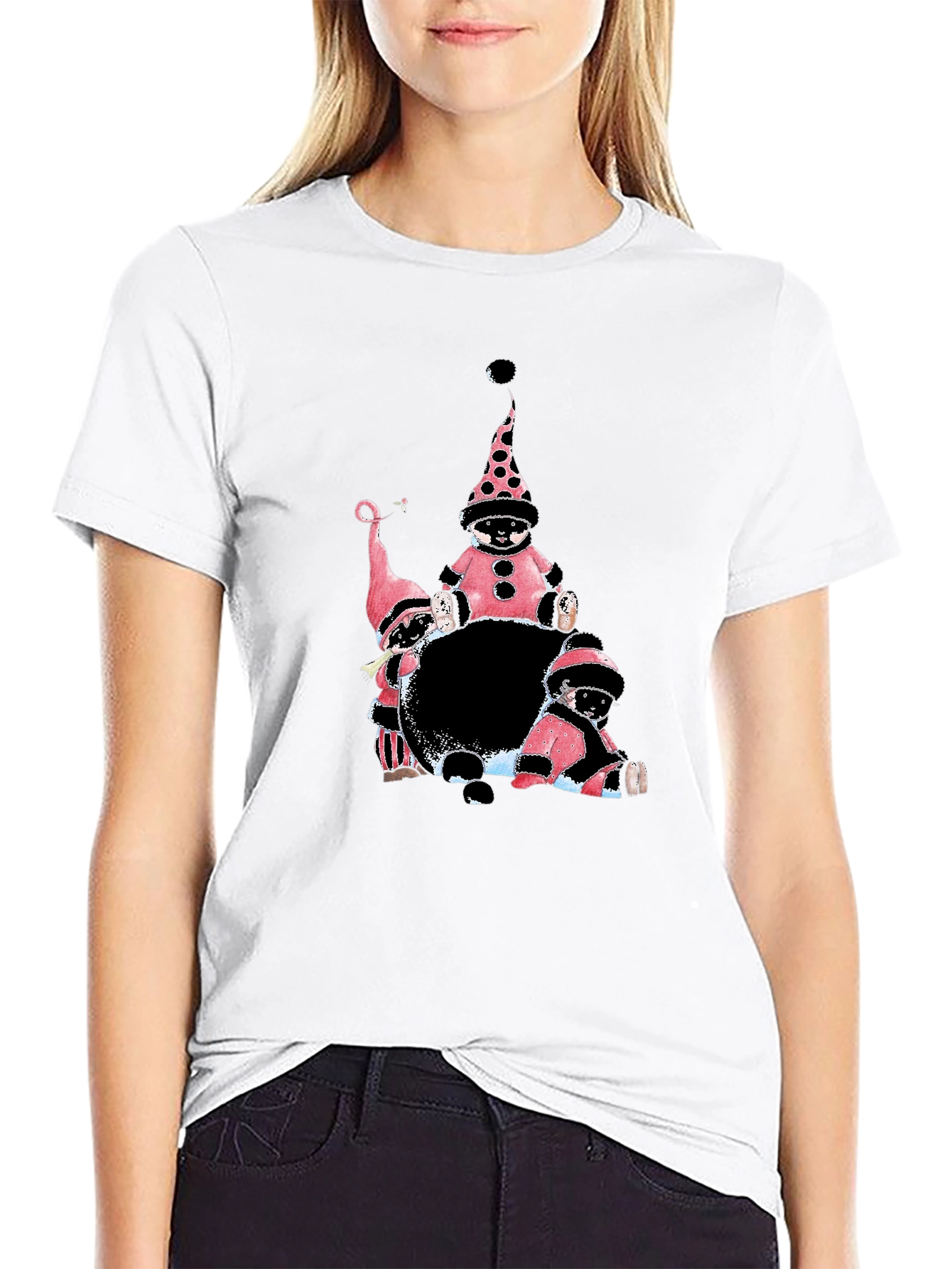 Whimsical Gnomes Black Graphic Tee