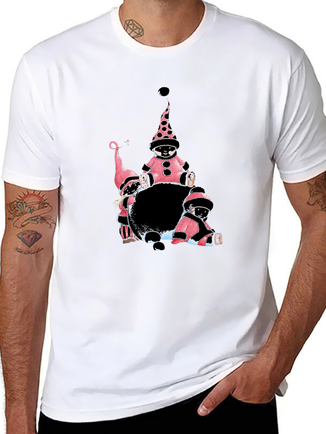 Whimsical Gnomes Black Graphic Tee