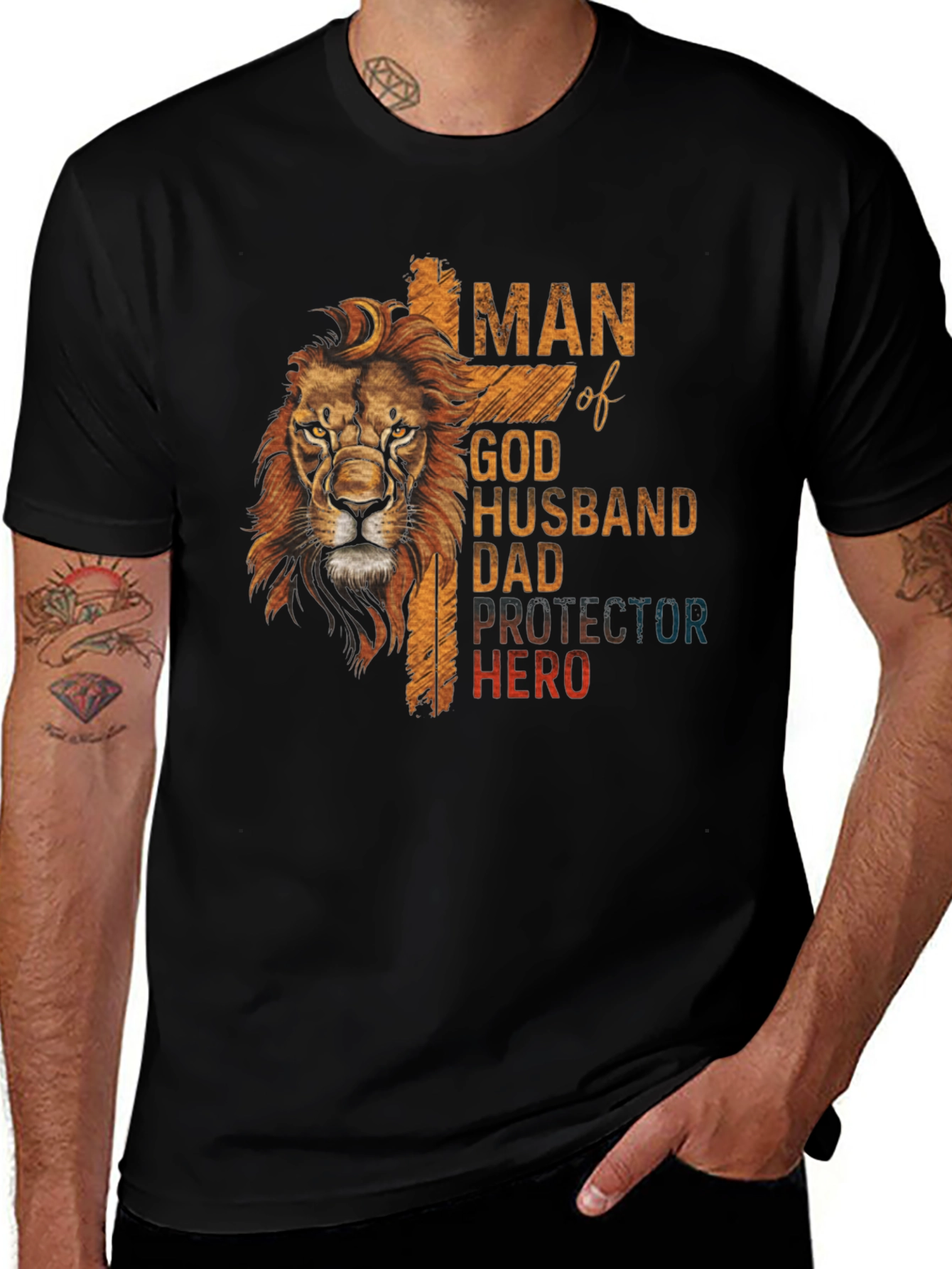 Man of God Lion Graphic Print T-Shirt