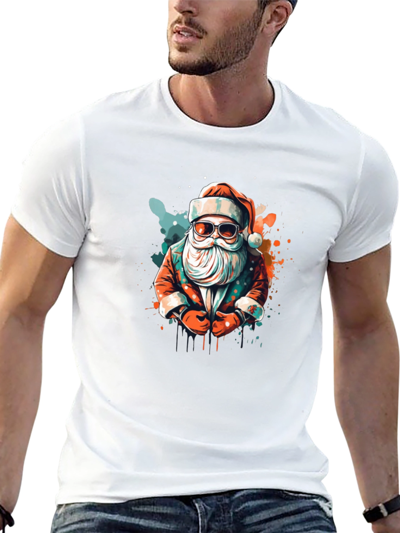 Cool Santa Graphic Tee - Holiday Style