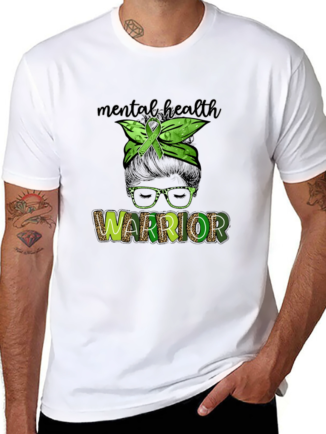 Mental Health Warrior Messy Bun T-Shirt