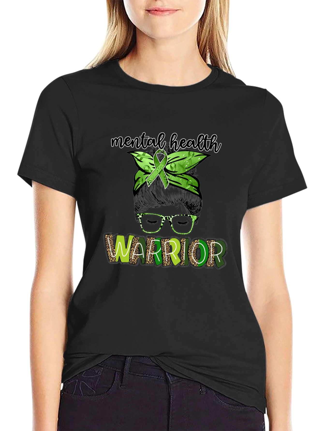Mental Health Warrior Messy Bun T-Shirt