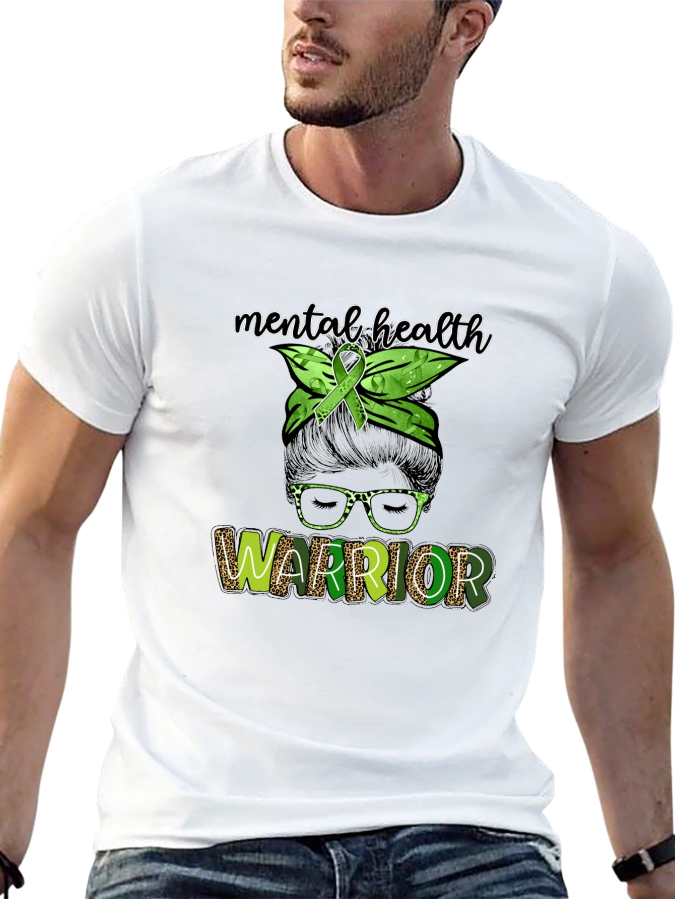 Mental Health Warrior Messy Bun T-Shirt