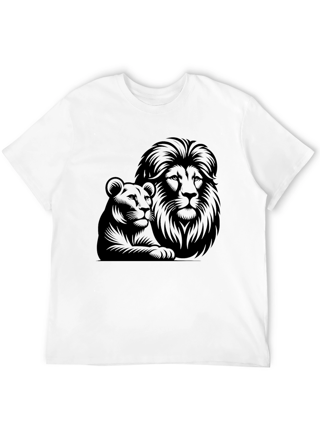 Lion & Lioness Graphic Tee - Black Unisex T-Shirt