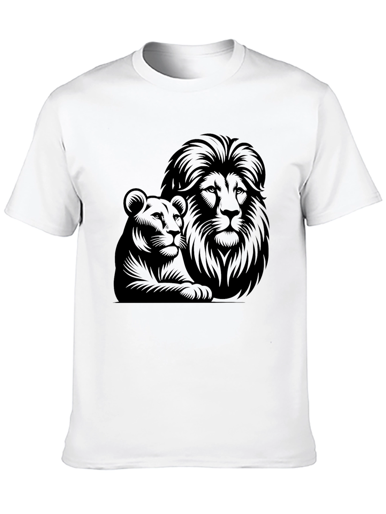 Lion & Lioness Graphic Tee - Black Unisex T-Shirt