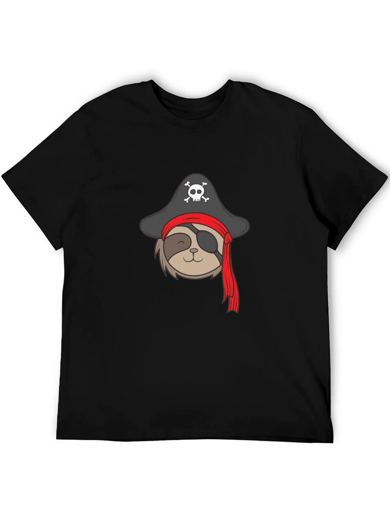 Pirate Sloth Graphic Tee - Mens Black T-Shirt