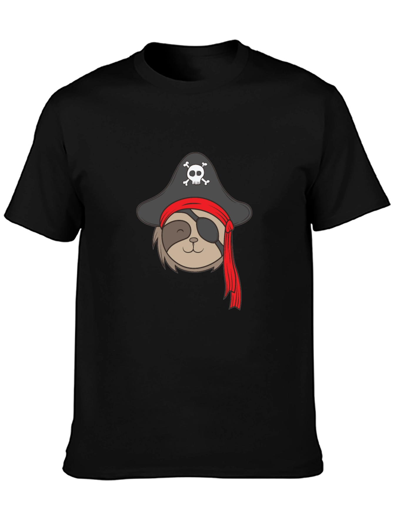 Pirate Sloth Graphic Tee - Mens Black T-Shirt