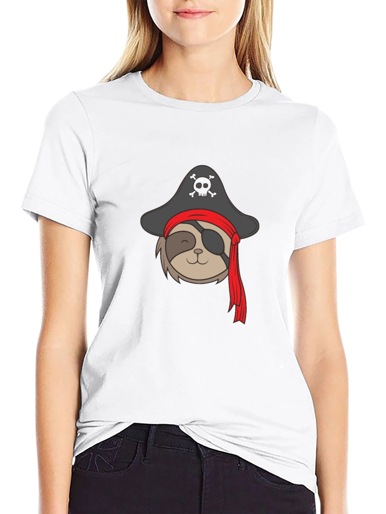 Pirate Sloth Graphic Tee - Mens Black T-Shirt