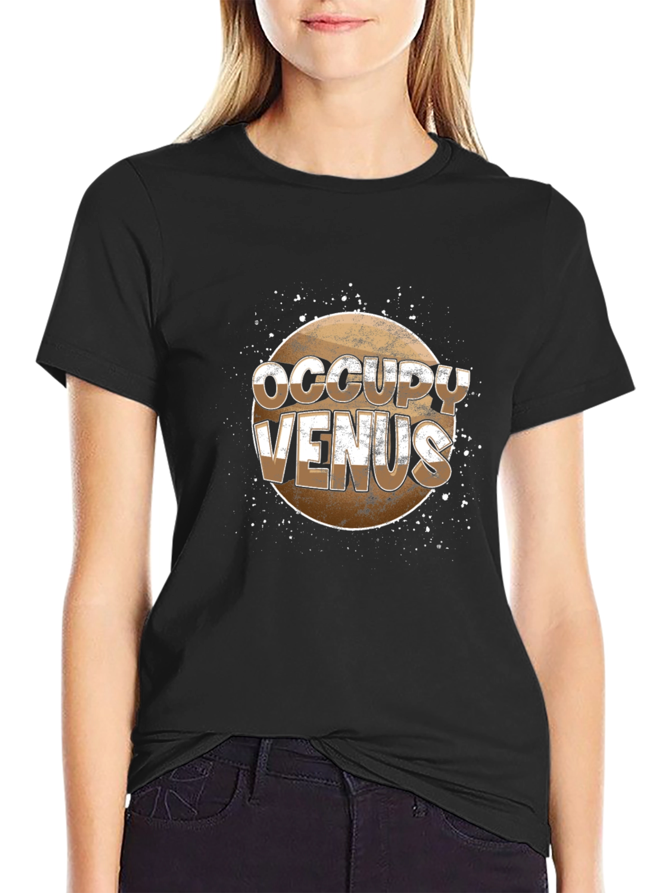 Occupy Venus Graphic Print Black T-Shirt
