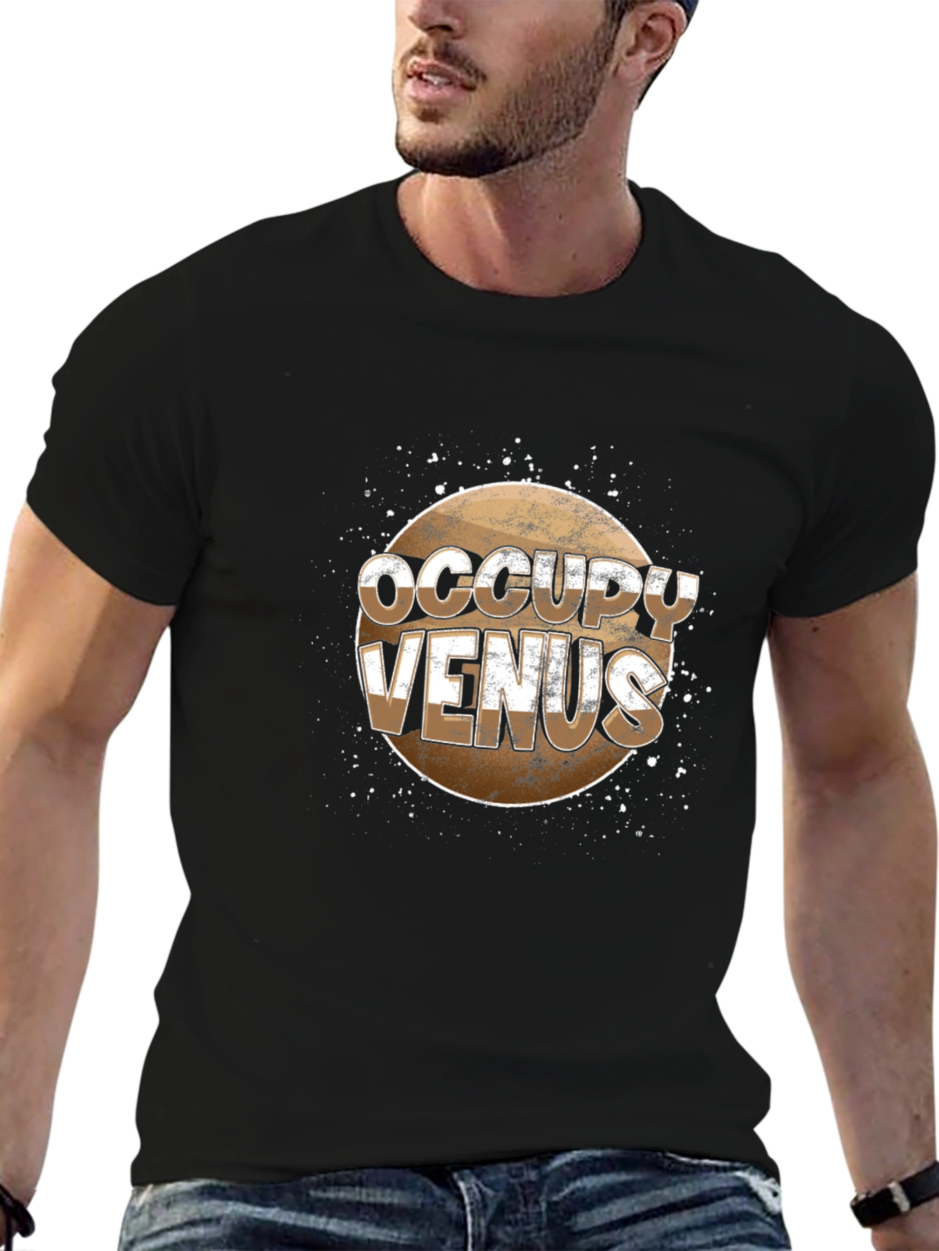 Occupy Venus Graphic Print Black T-Shirt
