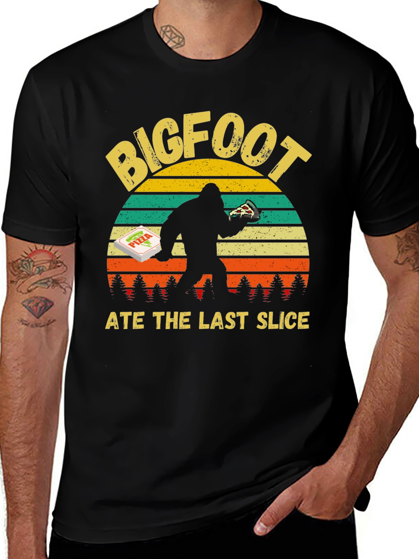 Bigfoot Pizza Graphic Tee - Last Slice Funny