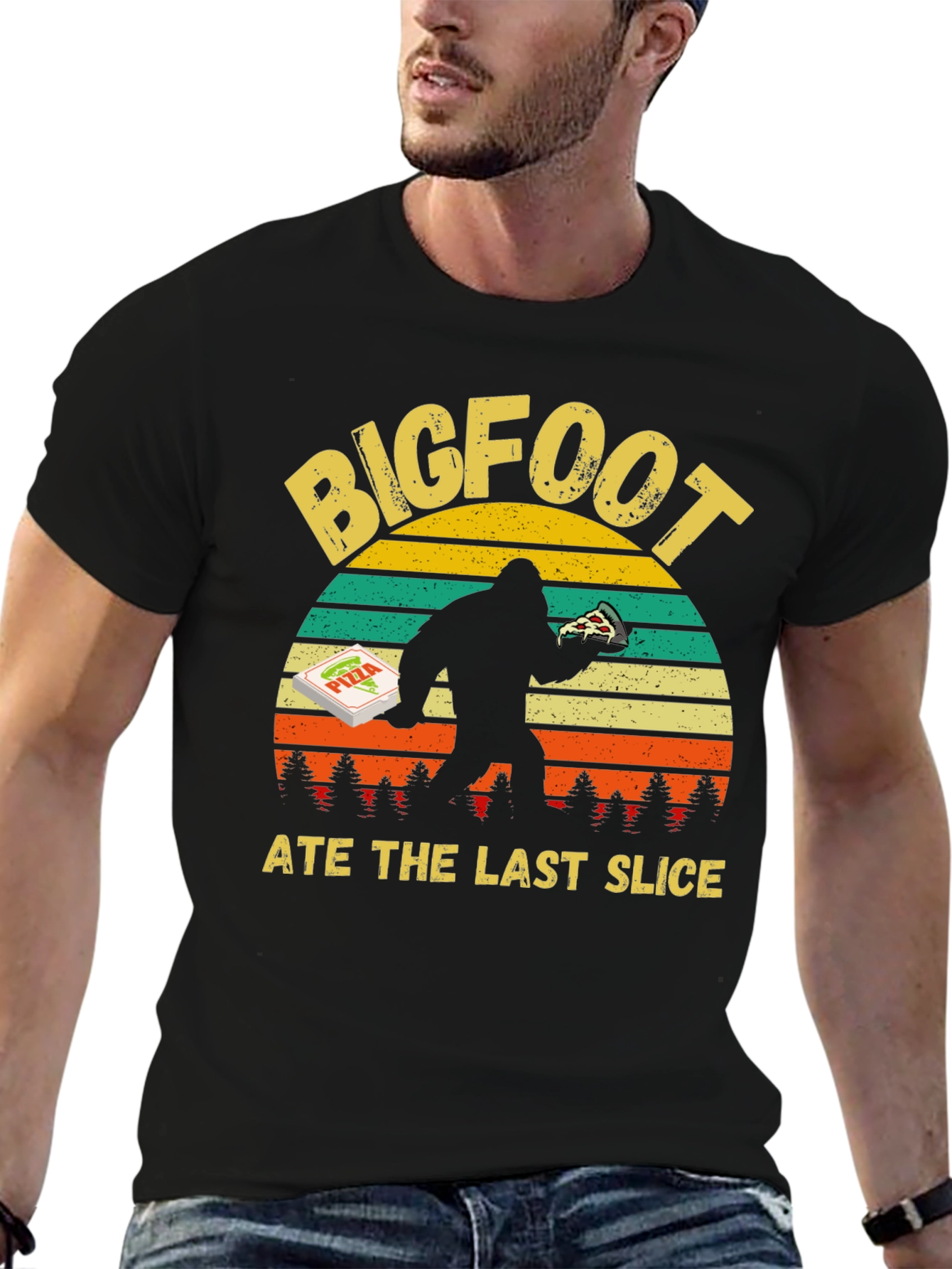 Bigfoot Pizza Graphic Tee - Last Slice Funny