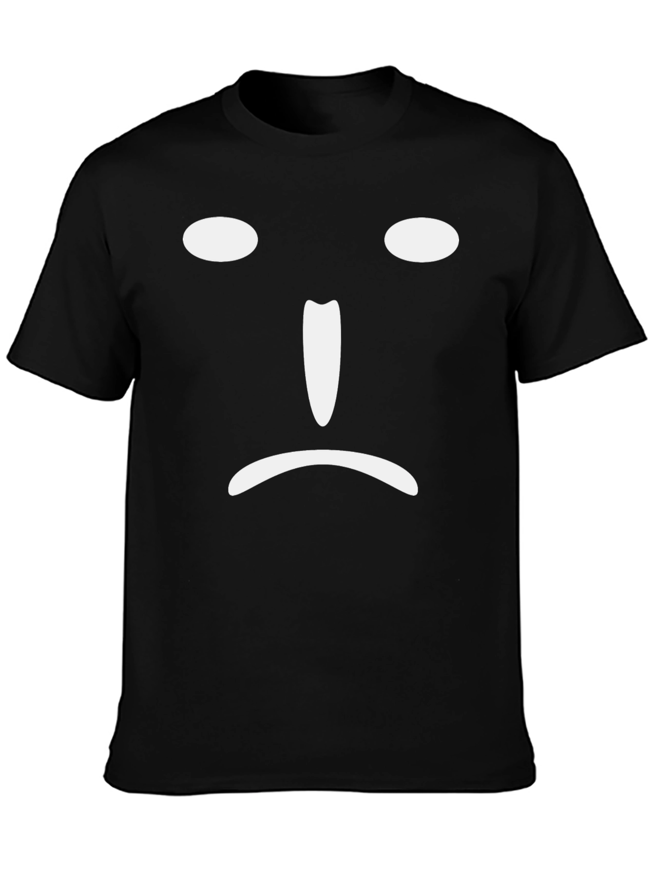 Sad Face Graphic Tee - Black Cotton Blend T-Shirt