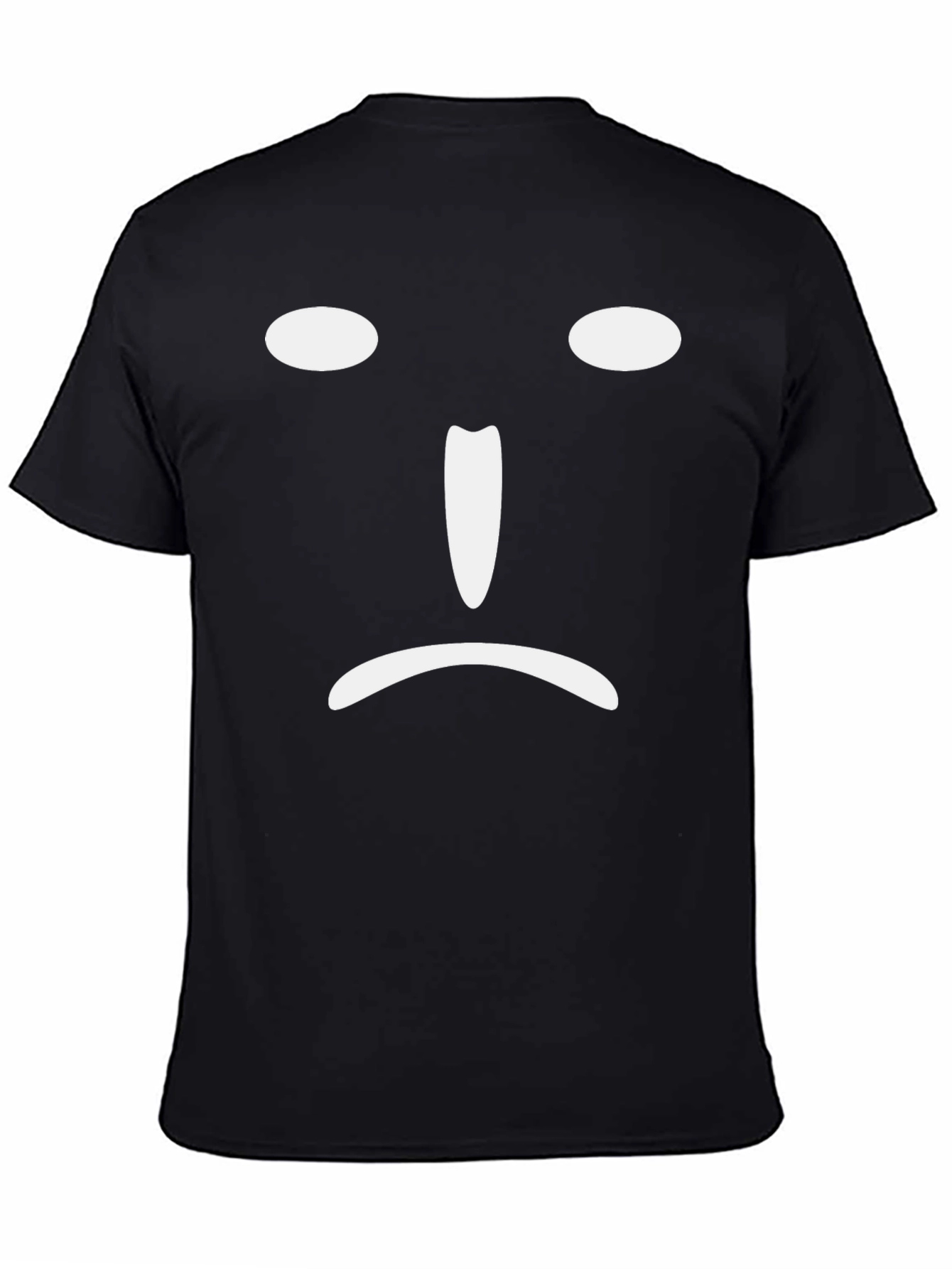 Sad Face Graphic Tee - Black Cotton Blend T-Shirt
