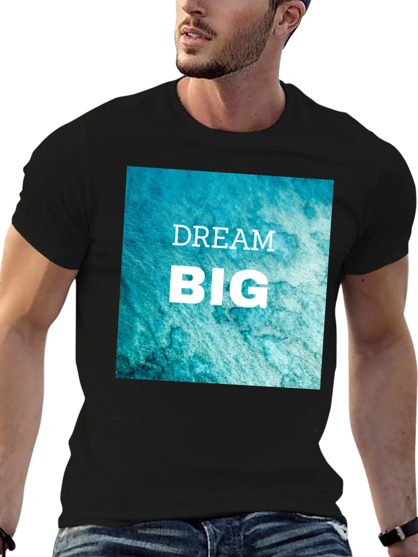 Dream Big Graphic Tee - Black Cotton T-Shirt
