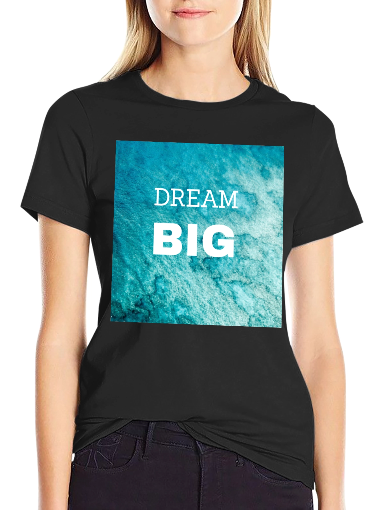 Dream Big Graphic Tee - Black Cotton T-Shirt