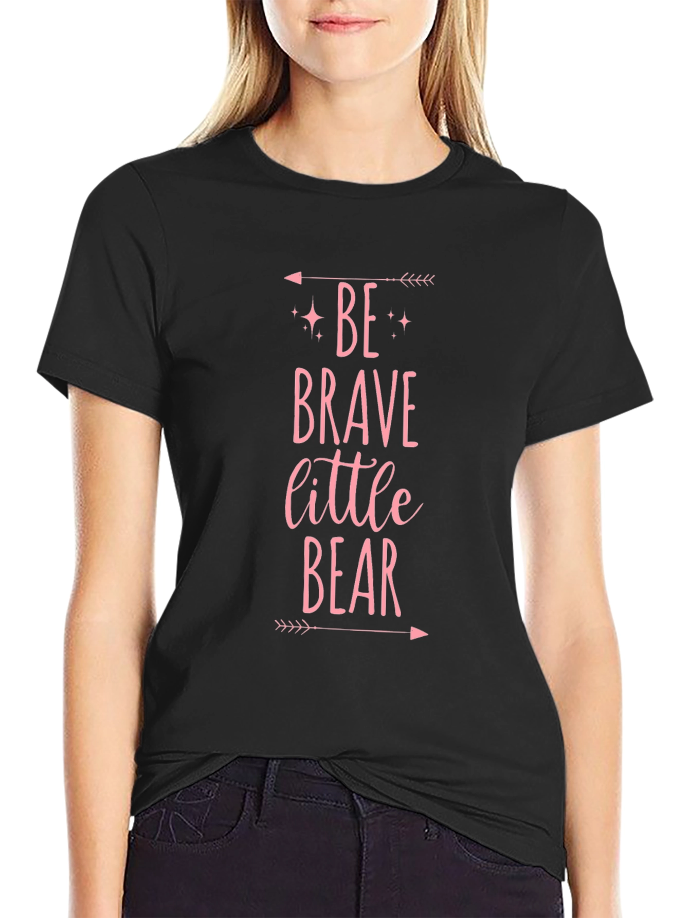 Be Brave Little Bear Graphic Tee - Black