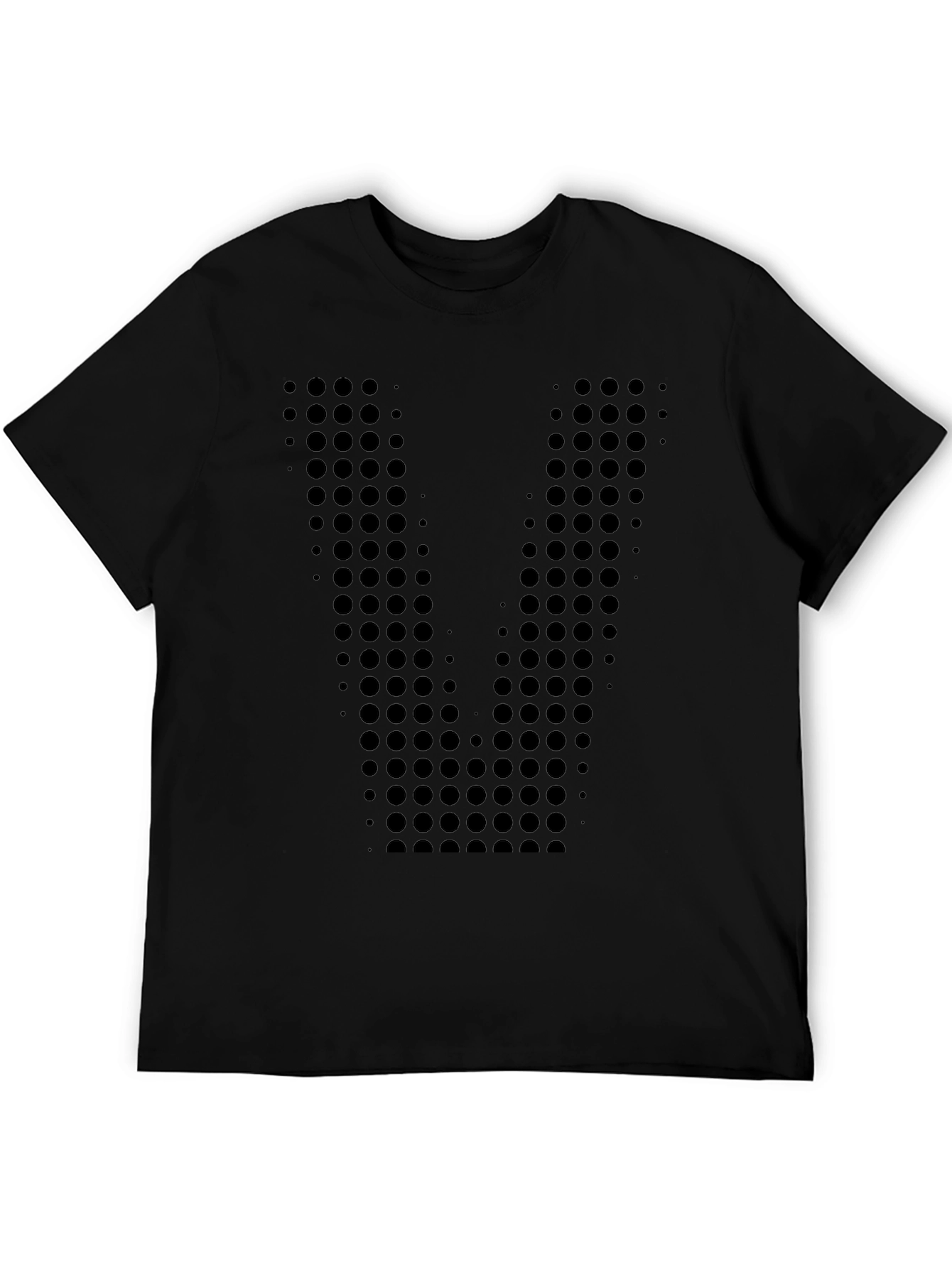 Geometric Dot Pattern Black T-Shirt