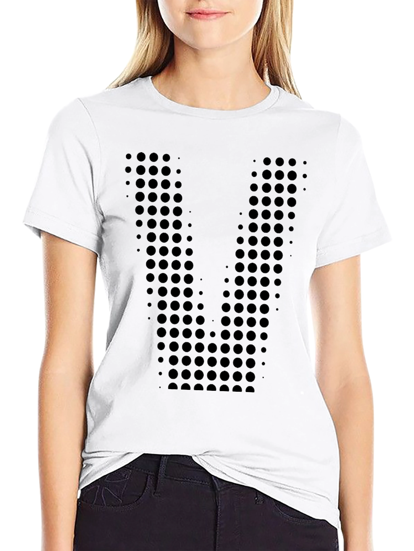 Geometric Dot Pattern Black T-Shirt