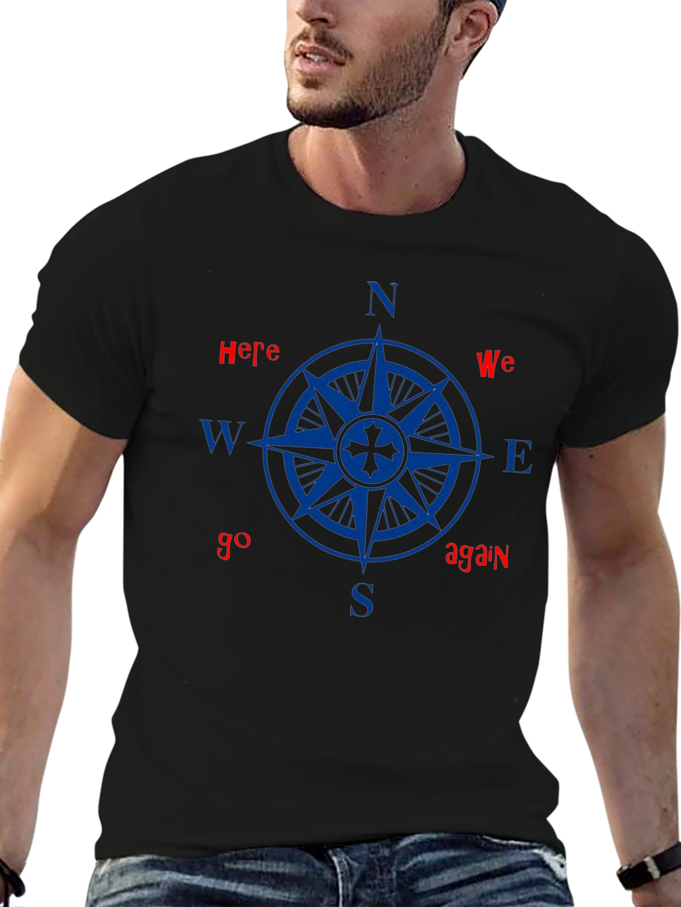 Nautical Compass Graphic Tee - Here We Go Again