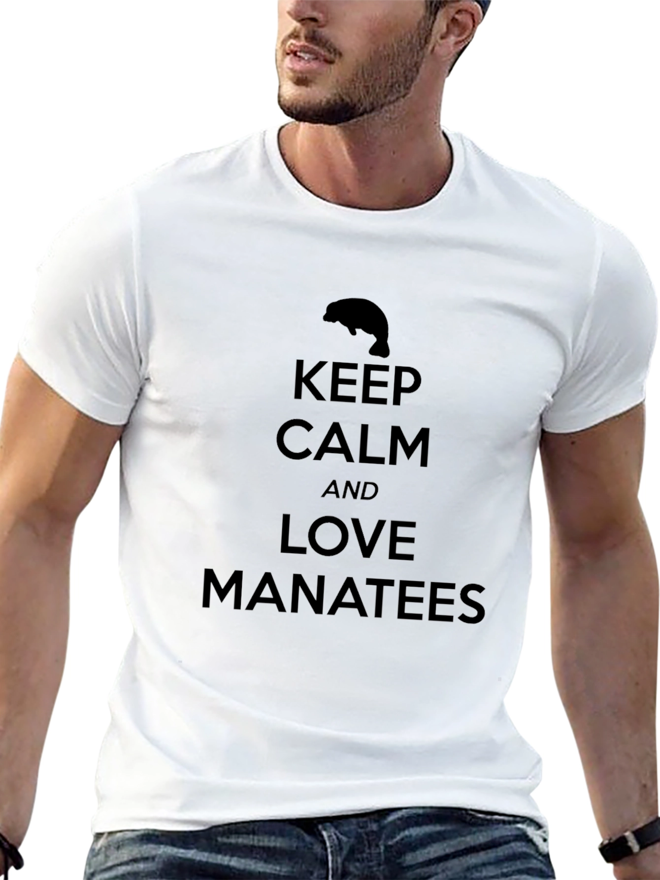 Keep Calm Love Manatees Black T-Shirt
