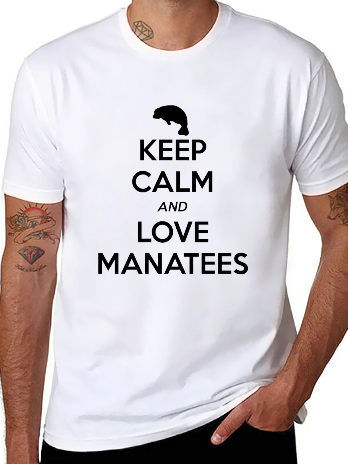 Keep Calm Love Manatees Black T-Shirt