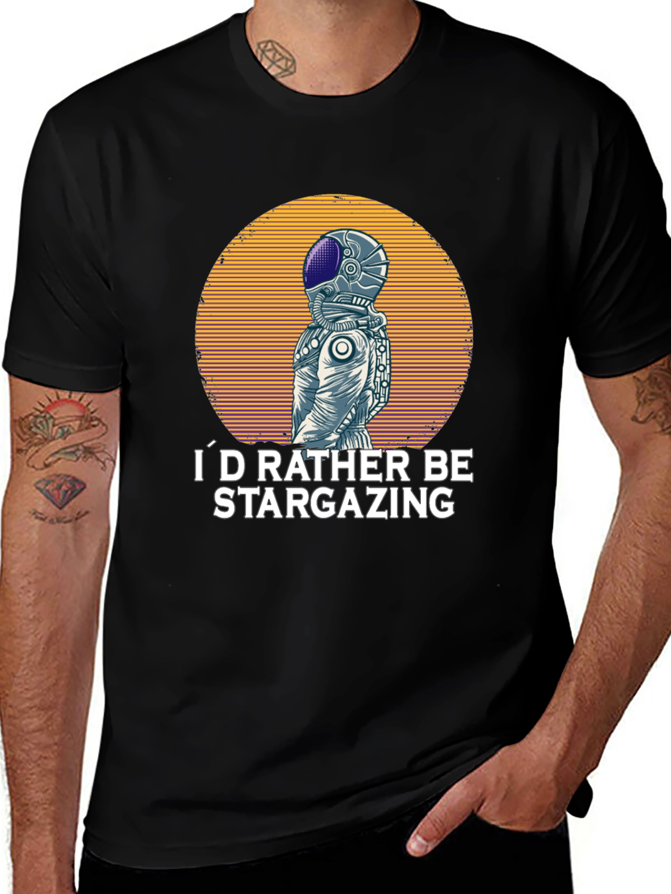 Stargazing Astronaut Graphic T-Shirt