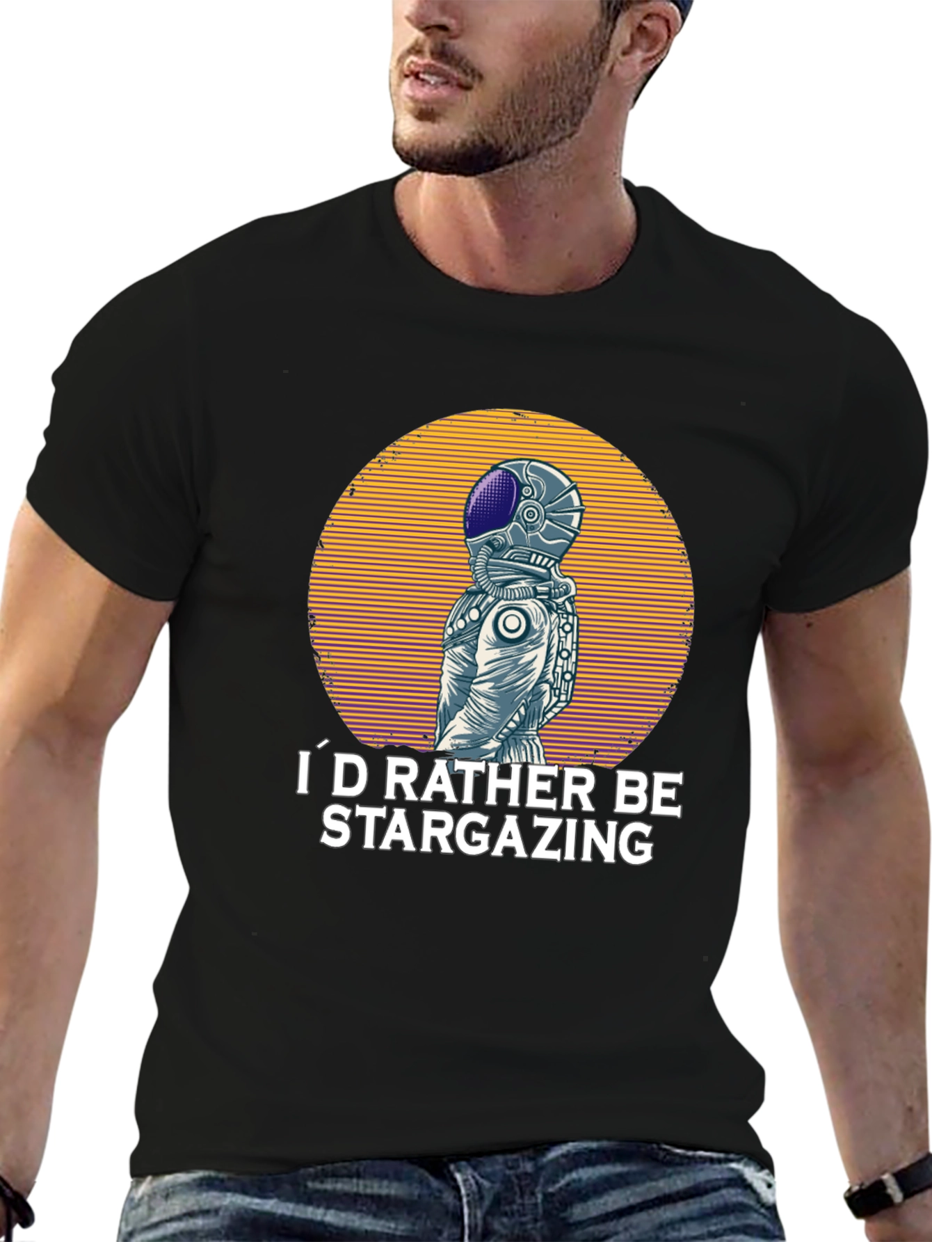 Stargazing Astronaut Graphic T-Shirt