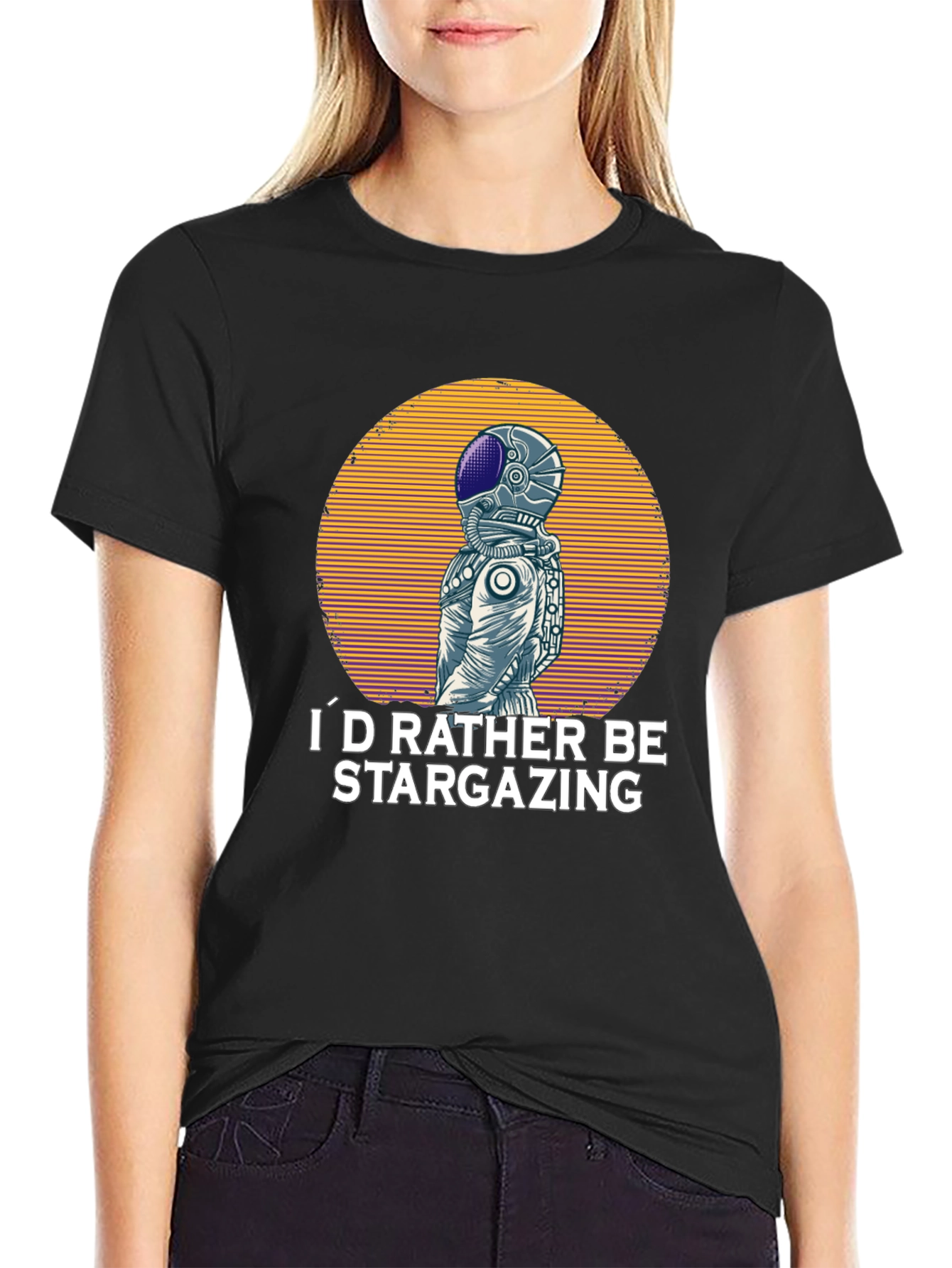 Stargazing Astronaut Graphic T-Shirt