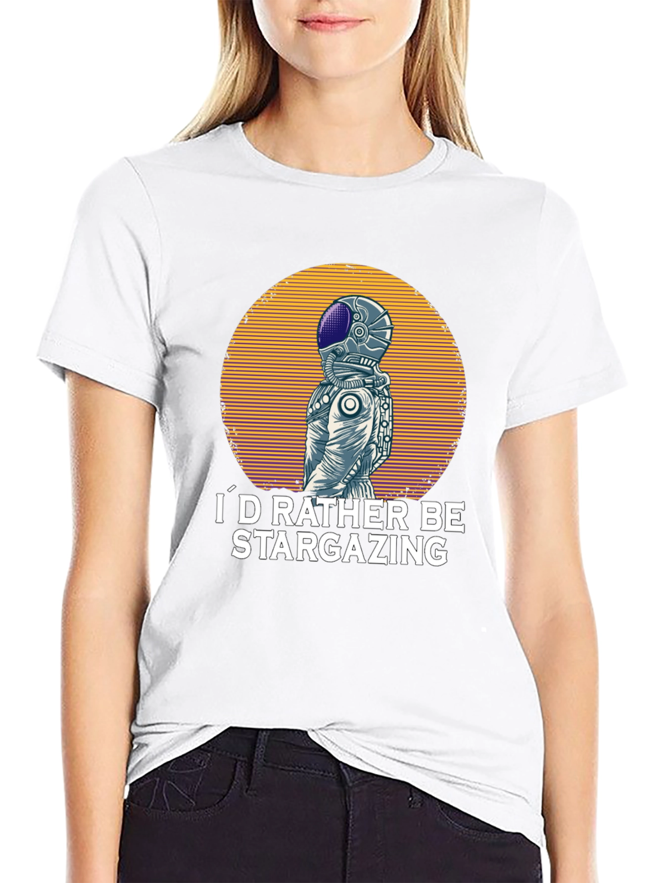 Stargazing Astronaut Graphic T-Shirt